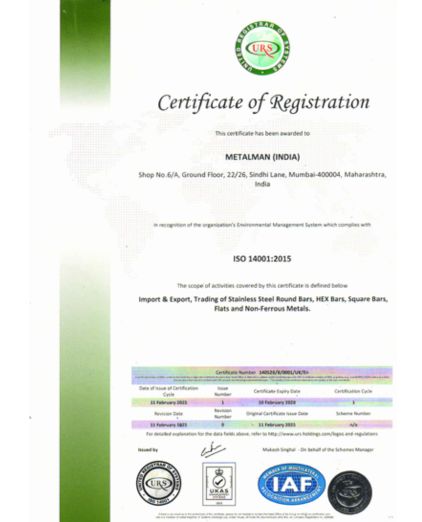 ISO 14001 Certificate